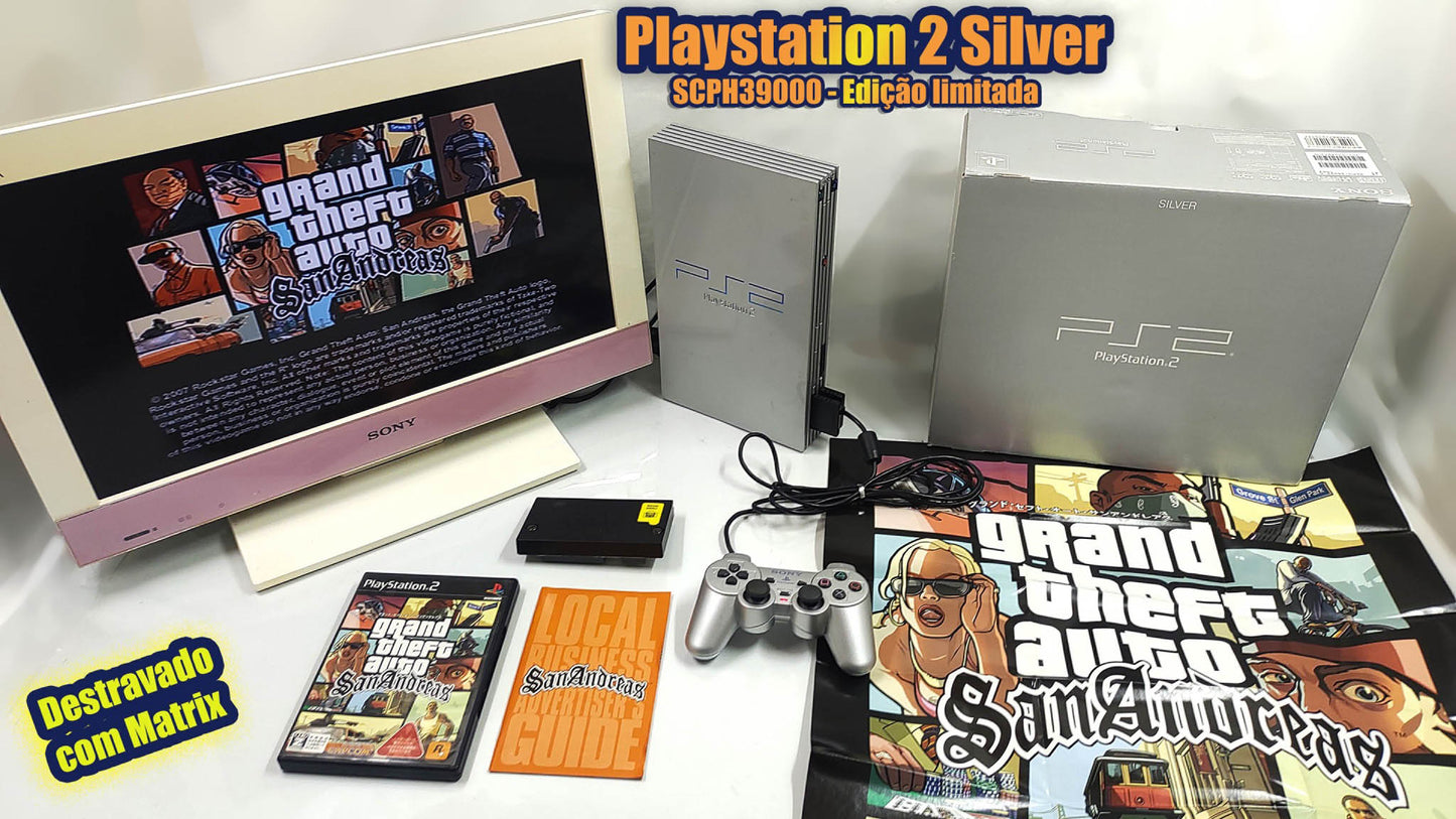 Sony Playstation 2 SCPH39000 Silver Limited Edition - FRETE GRÁTIS!