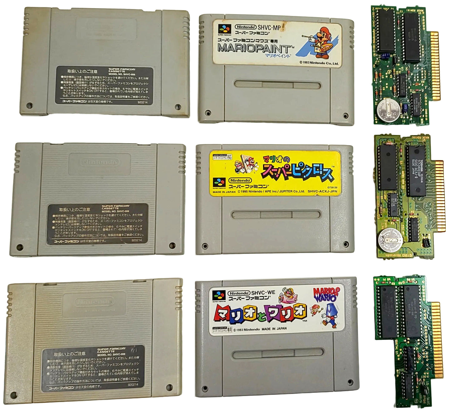 Mario Paint / Mario & Wario / Mario Super Picross- Lote 3 Games - Super Famicom / SNES