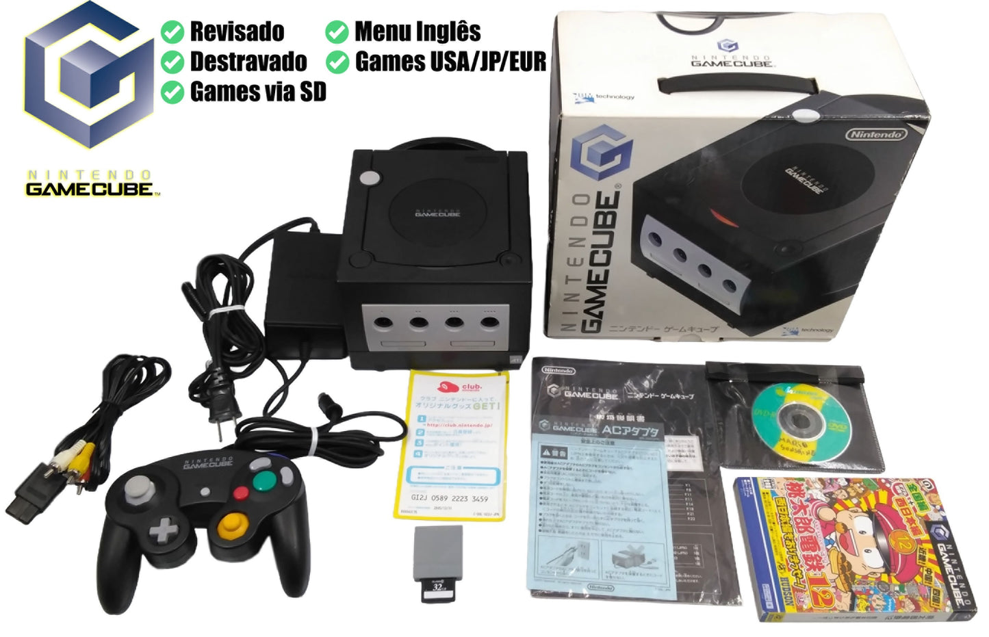 Game Cube Completo [Destravado + Games via cartão SD]