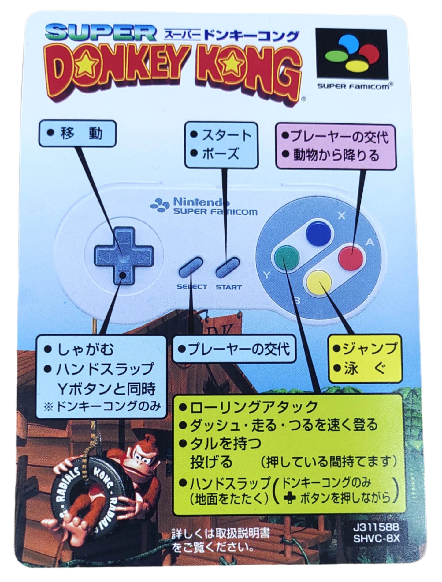 Donkey Kong Country 2 - command paper insert - Super Famicom