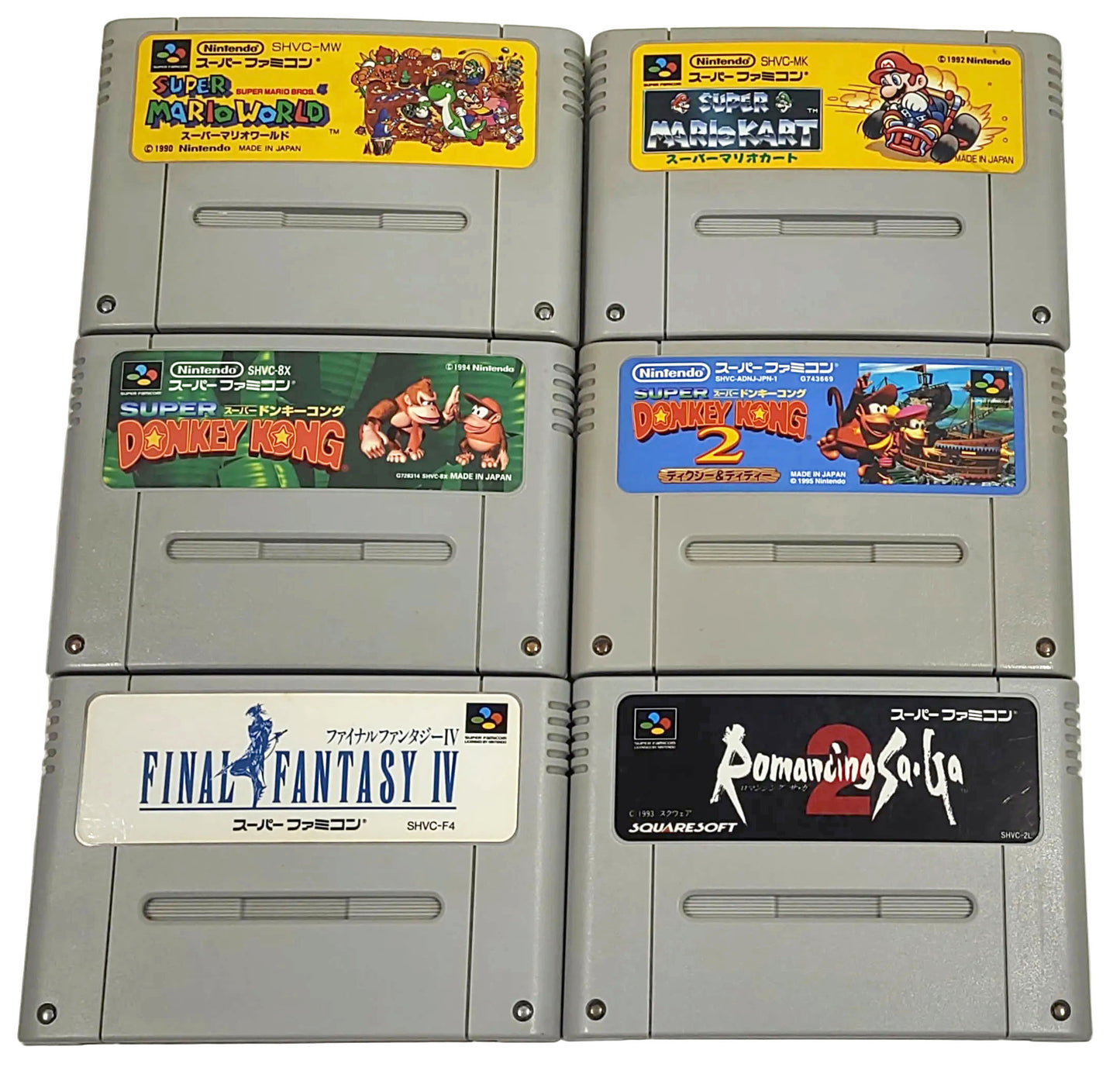 DKC 1,2 / Mario's / FF4 / Romancing Saga 2 - Lote 6 Games - Super Famicom / SNES