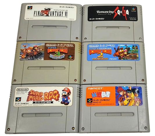 DKC 2,3 / Mario RPG / FF6 / YuYuHakusho / Romancing Saga - Lote 6 Games - Super Famicom / SNES