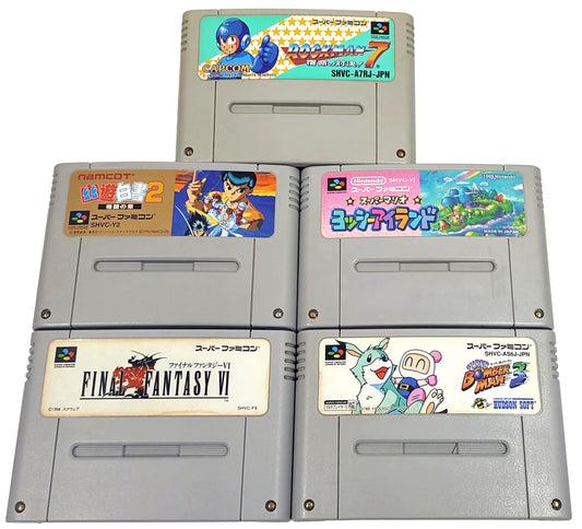 Rockman7 / Bomberman3 / FF6 / YuYuHakusho2 / Yoshi Island - Lote 5 Games - Super Famicom / SNES