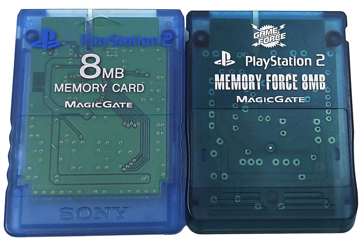 2x Memory Cards (Sony Ocean Blue + Magic Force Blue) - Sony Playstation 2